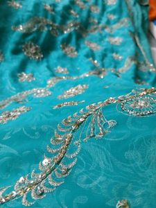 Green Heavy Beautiful Bead Work Woman Saree