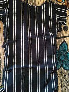 Striped Black Kurti With Belt
