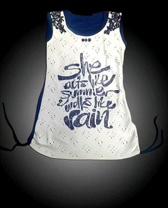 White & Blue Graphic Tank