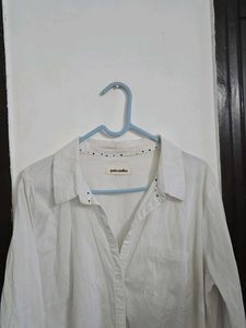 Elegant White Collared Shirt fits M~XL length 28