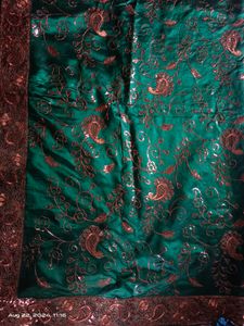 Green Silk Saree With Sequence Work
