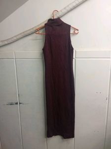 ZARA Burgundy Bodycon Midi Dress