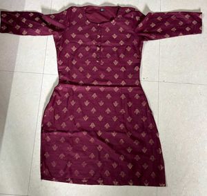 Maroon Printed Kurta