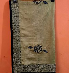 SWAROVSKI WORK PARTYWEAR OLIVE SAREE