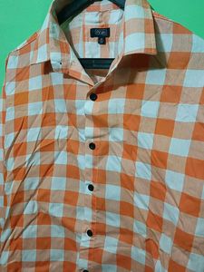 Orange Checked Shirt For Men