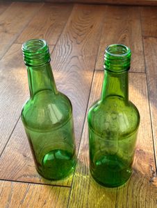 Green Glass Bottles (Set of 2)