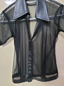 See-through Black Mesh top