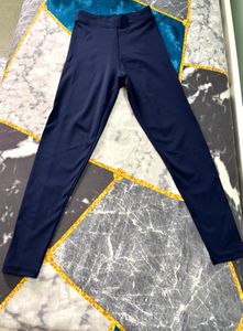 Navy Leggings with White Stripe