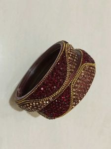 Sparkling Red &amp; Gold Bangles - Set of 2