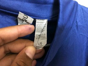 Blue Long Sleeve Half Zip T Shirt