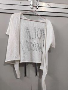 White Graphic Print Top