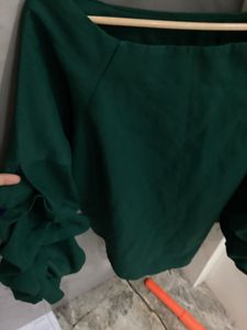 Green Puff Sleeve Top