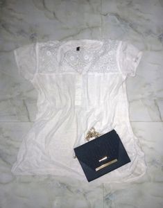 White Semi Transparent Lace Top
