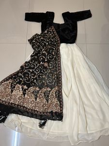 Black And White Stitched Lehenga Choli