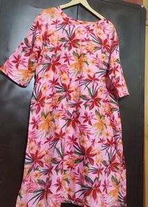 Pink Kurti Multi Floral Print For 42 Bust