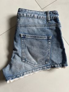 ONLY Denim Shorts with Lace Trim