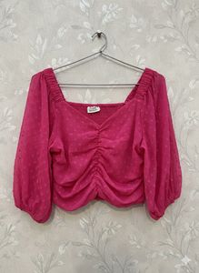 Pink Ruched Crop Top