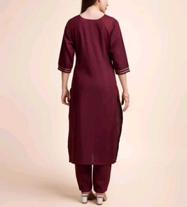 Maroon Embroidered Kurta Set
