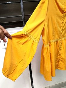 Yellow Chic Flowy Lacy Top