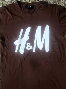 H&M Brown Logo Tee - Size