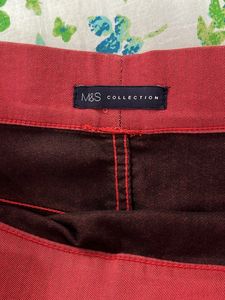 Marks And Spencer Red Fitted Formal Skirt