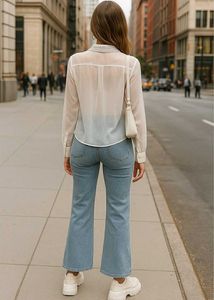 ZARA White Studded Collar Top