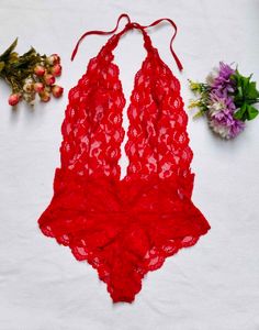 Red Backless Bodysuit