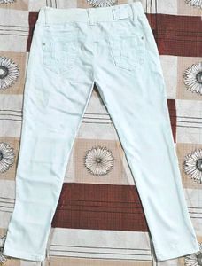 White Ankle Slit Jeans