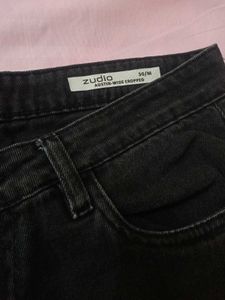 Black Wide Leg Cropped Jeans