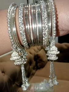 Silver Oxidised Bangles One Set