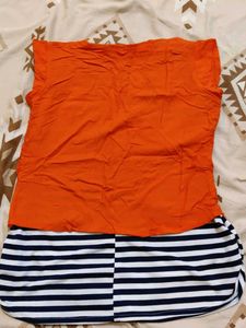Orange Floral Print Top