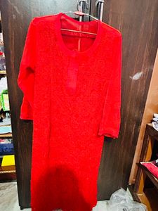 Red Chikenkari Kurta ❤️