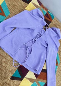 Lilac Lace-Up Back Crop Top