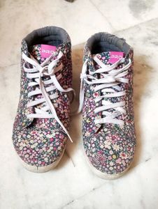 Floral shoes.