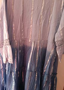 Blue Cotton Ethnic Long Gown