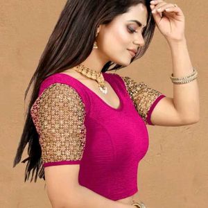 Lycra Crush Fabric Golden Sleeve Blouse For Women