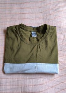 Olive & White Crewneck Tee - XL