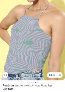 Roadster Printed Fitted Halter Top