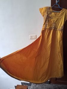 Yellow &amp; Orange Anarkali Gown