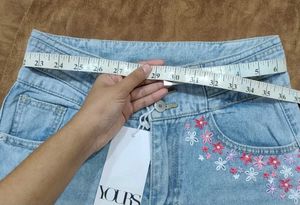 Floral Embroidered Wide Leg Jeans
