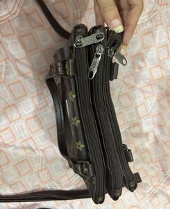 2 Set Of Sling Bags - Brown Patterned Crossbody Ba