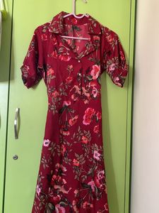 Floral Red Party Dress
