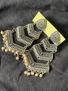 Statement Silver Tone Drop Earrings