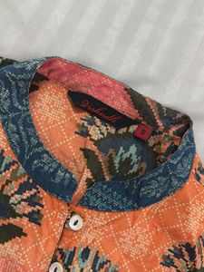 Elegant Printed Long Kurta Open button