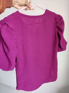 Purple Puff Sleeve Top