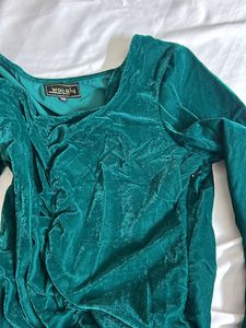 Emerald Green Velvet Mini Dress