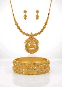 Gold-tone Necklace Set With Earring And Bangle