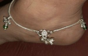 Silver Anklets with Floral Design