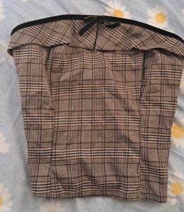 Plaid Strapless Corset Top