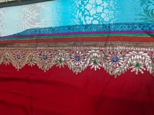 Red Embellished Saree